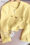 Basic Women Single Breasted Elegant Korean Style Long Sleeve O-Neck Cardigan Fashion All-match Jackets Autumn