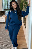 Casual Plain Long Sleeve Loose Sweatshirt And Matching Pants Two Piece