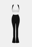 Crisscross Cropped Top and Slit Flare Pants