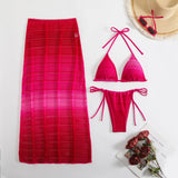 2025 New Gradient Mesh Three-Piece Beach Dress Sexy