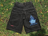 Shorts, Y2K Pants, Harajuku, Hip-Hop, Lucky Seven, Vintage Blue Baggy Jeans-Outfit
