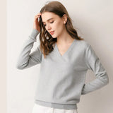 Sweater 2020 New V-neck Female Long-sleeved Knitted Pullover Jumper Pull Femme Clothes White Loose Thin Good