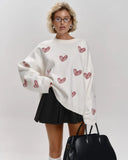Embroidered Sweater Women's Round Collar Casual Easing 2025 Knitted Shirt Autumn And