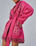 Print Boho Fringe Jacket with