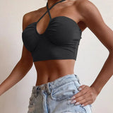 Strap Lace Up Satin Cropped Top Women Sexy Club Top Tank Top Teachwear Clothes Summer Vestidos Crop