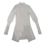 Solid Irregular Hem Dress For Women Stand Collar Long Sleeve High Waist Knitting Mini Dresses Female Clothing
