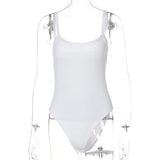 Solid Bodycon Sexy Body Casual Basic White Summer Bodysuit Women Tops Sleeveless Sheer Bodysuits Jumpsuit Slim-Outfit