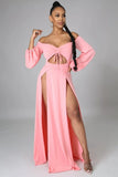 Off Shoulder Cut Out Slit Long Maxi