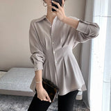 Shirt Female Design Small Spring And Autumn French Light Ripe Hong Kong Chic High-End Feeling Waist