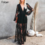 2023 Summer Boho Women Maxi Dress Loose Embroidery White Lace long Tunic Beach Dress Vacation Holiday Women