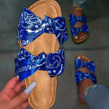 Sandals Women Summer Bow Flat Shoes Ladies Beach Slipper Outdoor Fashion Slides for Ladies Casual Flip