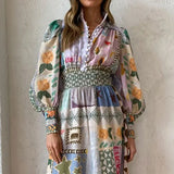 New Women's Temperament Commuting Print Painted Long-Sleeved Fashion