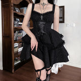 Summer 2023 New Style Short Skirt Slim Temperament Pure Black Sling Pure Desire Dress Woman-Outfit