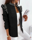 Explosion Autumn And Winter Lotus Leaf Side Long Sleeve Zipper Print Suit Small Coat