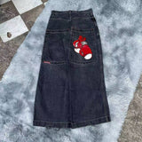 Baggy Jeans For Men Retro Embroidery Hip-Hop Goth Street Clothing-Outfit