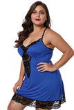 Sexy Plus Size Straps V Neck With Lace Mini Dress