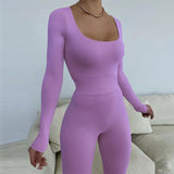 Sporty 2 Piece Sets Bodysuit Top Pants Sexy Tracksuit Sweatsuits for Women Clothing Sets Fall Casual Outfit