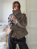 Autumn And Winter Women's Fashion Commuting Collar Collar Buckle Short Coat