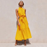 Summer Long Dress Floral Casual Beach Dresses Halter Strapless Sundress 2022 Ladies Vintage Clothes For Women