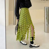 Loose Irregular Hem Skirt For Women High Waist Solid Minimalist Cut Out Midi Skirts Female Fashion Summer
