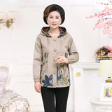 Female Windbreakers Spring Autumn Jacket New Loose Plus Size Long-sleeved Printed Hooded Outerwear Women Basic