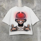 Men's T-Shirt Y2K Cotton Man Harajuku Street Hip-Hop Big Eyes Mouth Pattern Printing Super Classic-Outfit