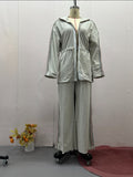 Fashion Bumpy Drawstring Tight Top Sleeker Sleeker Trousers Set In Autumn