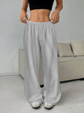 Women's Solid-Colored Trousers With Tight Belts With Wide-Legged Casual