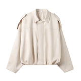 Spring Pilot Jacket Bat Sleeve Zipper Loose Tuffen Jacket Women's Casual