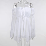 Chiffon Shoulder Irregular Dress Girded Suit Temperament Commuting Short