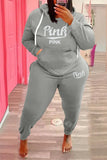 Plus Size Sportwear Print Long Sleeve Hoodies And Pant 2 Piece