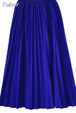 Women Chic Elastic Fashion A Line Elegant College Style Casual Solid Color Office Temperament Spring Summer Pleated