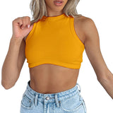 Toloer Women's New Women's Sexy Sleeveless Round Neck Rib Knit Vest Crop