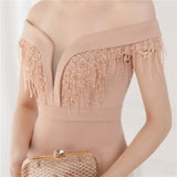 Fringe Tassels Off Shoulder Formal Mermaid Evening
