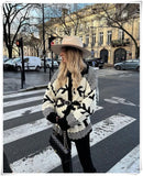 White Black Open Stitch Cardigan Autumn Winter Fashion Women Sweater Gilet Femme Manche Longue Oversize Casual Outwear 2022