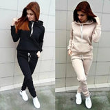 Autumn Winter 2 Piece Set Jogging Women Hoodies Pants Printed Sportswear Suits Jogging Femme Warm Girls Hoodie Sets