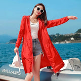 Summer Women's Sun Protection Clothing Long Thin Windbreaker Long Sleeve Plus Size Hooded Breathable Anti-UV Coats