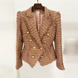 Autumn And Winter New Star Fashion Tuxedo Side Rough Flowers To Repair Suit