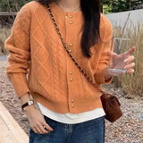 Red Sweater Cardigan 2024 Early Spring New Foreign Style Sweater Winter Thickened Jacket Fashion Trend-Outfit
