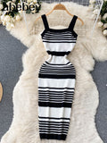 button Bodycon Knitted midi Dress Summer stretch tank pencil casual Party Women club sheath knee length