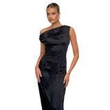 Thoracic Dress Women Summer Solid Babes Dress High-Sleeveless Mid-Length Dress Dress Women's