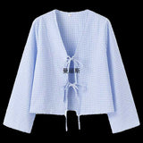 Temperament V-Neck Women's Clothing New Fashion Pure Color Loose Long-Sleeved T-Shirt