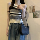 Knitted Small Sling Vest Fashion Summer Wearing Sleeveless Net Red Explosive Sweet And Sexy Waist