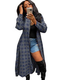 Casual Plaid Print Long Blouse with Long
