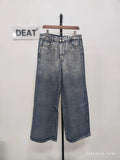 Women's Jeans High Waist Straight Coated Light Casual Graffiti Loose Wide Leg Denim Pants 2024 Summer New Fashion 29L6687H-Outfit