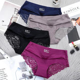 Luxury Sexy Lace Panties Soft Women Seamless Underwear Silk Splice Breathable Intimate Brief and XXL Plus Size