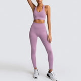 2 Piece Sport Gym Clothes Fitness Set Squat Proof Pant Seamless Leggings Sport Bra Sportwear Crop Top Active Workout