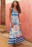 Toloer Southeast Asia New Small Flower Wave Sling Skirt High-End Temperament A-Line
