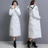 High quality Over-knee Down Padded Jackets Large Fur collar 2021 Winter Jacket Slim Thick Women's Parka Solid Female