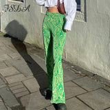 Tie Dye Print Loose Pants Women Y2K Summer 2021 Green High Waist Oversized Fashion Wide Leg Vintage Trousers
